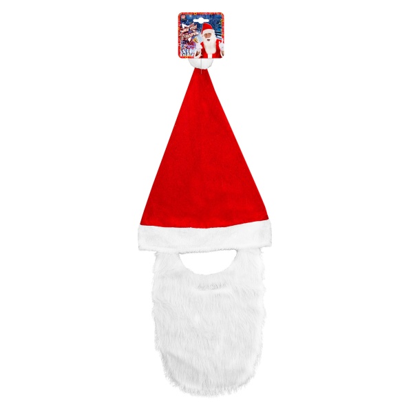 CHAPEAU PERE-NOEL AVEC BARBE en peluche – Image 3