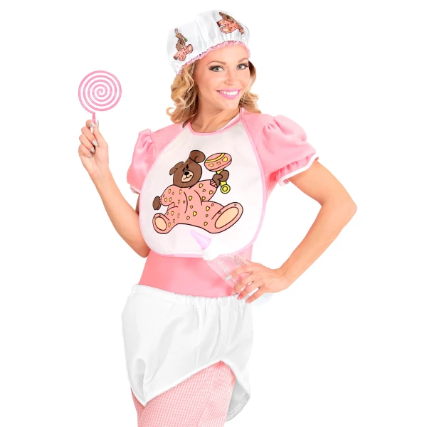 BEBE ROSE set habillage bonnet, bavoir, couche géante