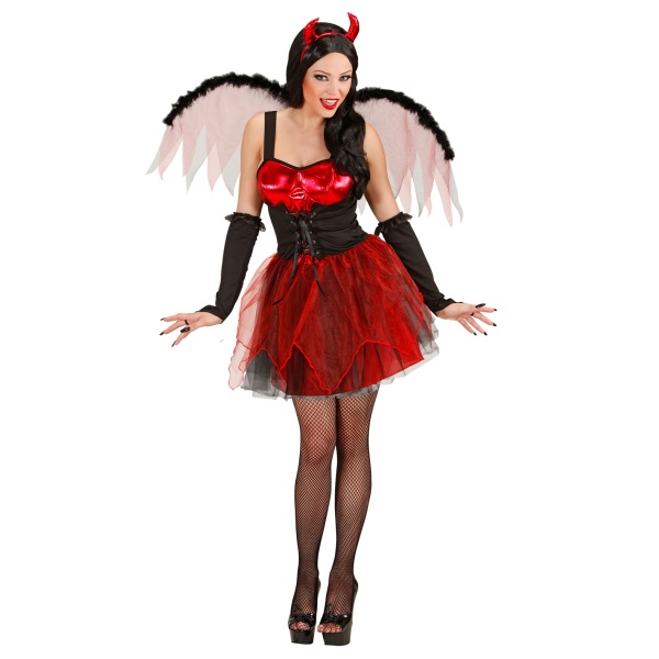 DIABLESSE robe, ailes, gants sans doigts, cornes – Image 2