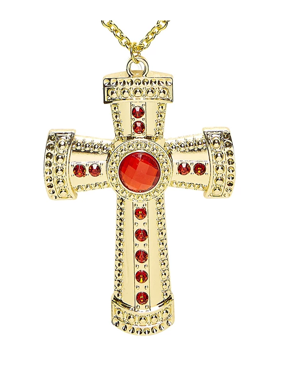 COLLIER CROIX DOREE AVEC PIERRES