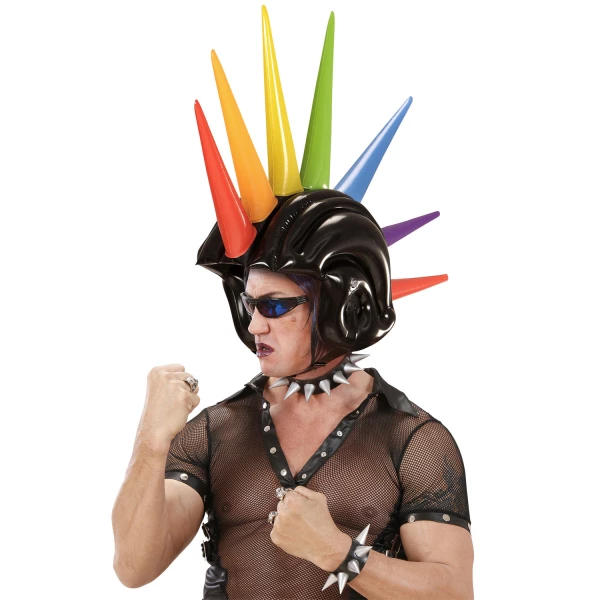 CASQUE CRETE A POINTES MULTI-COLORES GONFLABLE 90 cm