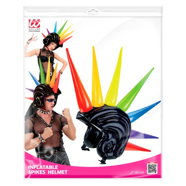 CASQUE CRETE A POINTES MULTI-COLORES GONFLABLE 90 cm – Image 5