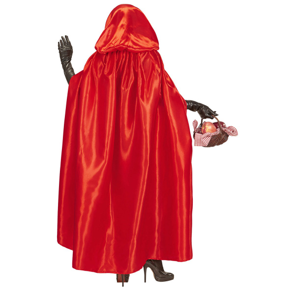CAPE AVEC CAPUCHE EN SATIN ROUGE 145CM – Image 3