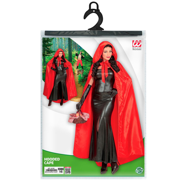 CAPE AVEC CAPUCHE EN SATIN ROUGE 145CM – Image 4