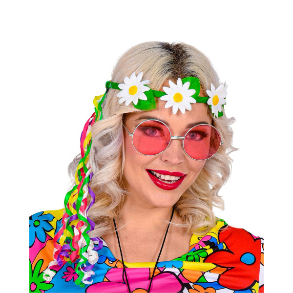 DIADEME MARGUERITE AVEC RUBANS MULTICOLORES
