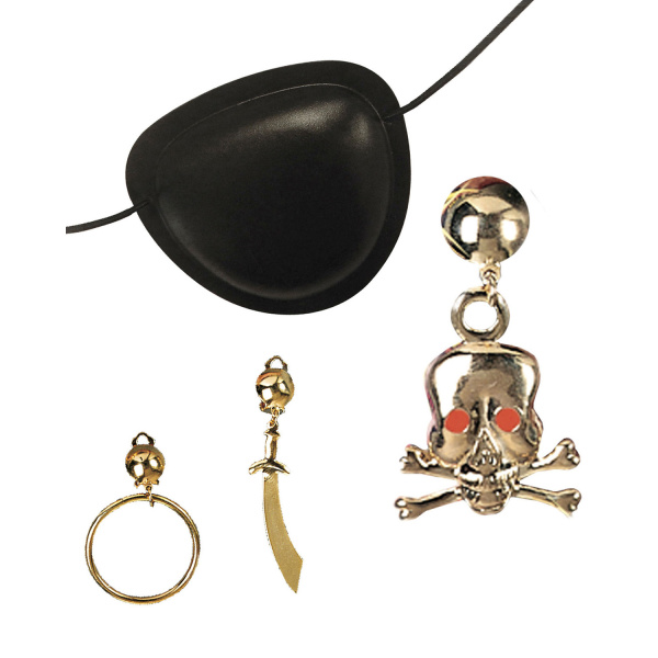 SET PIRATE bandeau d'oeil, boucle d'oreille 3 styles ass.