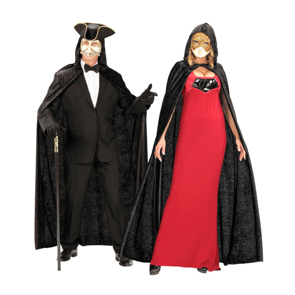 CAPE NOIRE AVEC CAPUCHON de velours - 150 cm – Image 3
