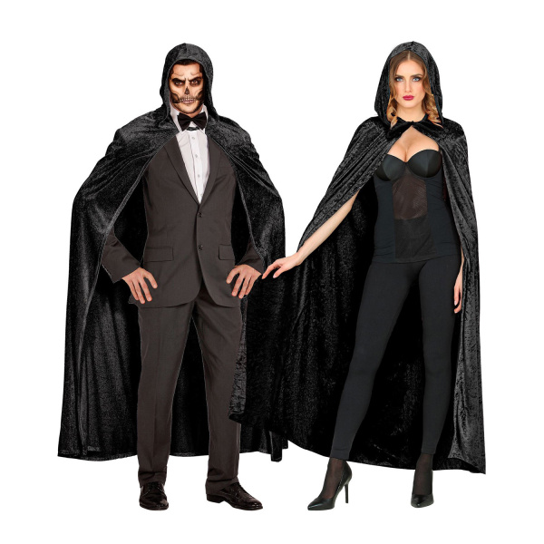 CAPE NOIRE AVEC CAPUCHON de velours - 150 cm – Image 6