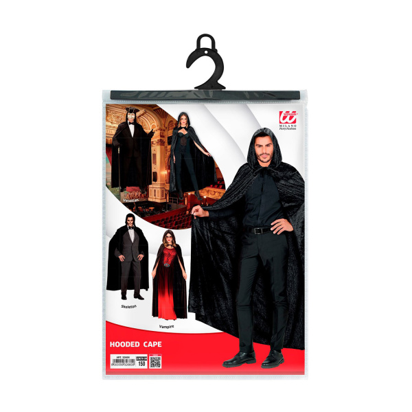 CAPE NOIRE AVEC CAPUCHON de velours - 150 cm – Image 7