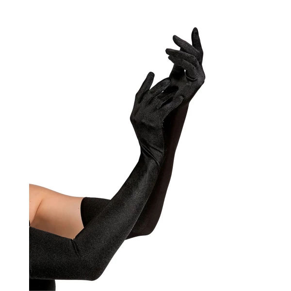 GANTS LONG SATIN ÉLASTHANNE NOIRS 60 cm    1Size – Image 4