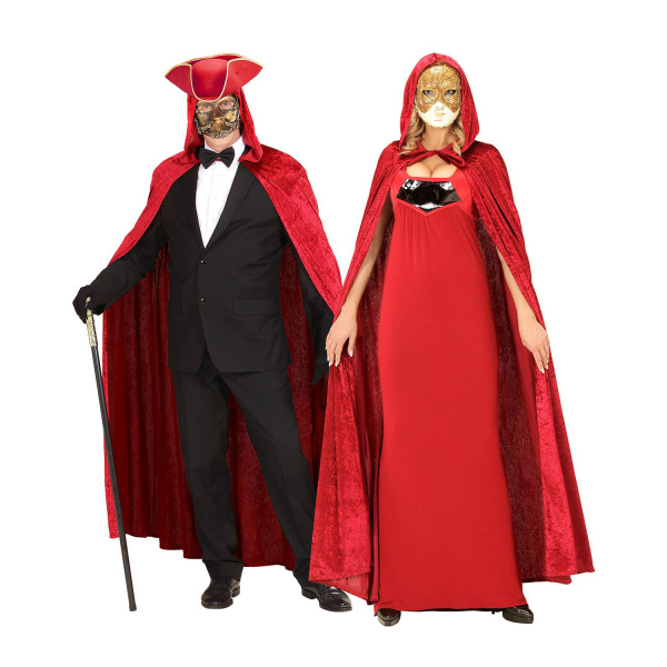CAPE BORDEAUX AVEC CAPUCHON de velours - 150 cm – Image 3