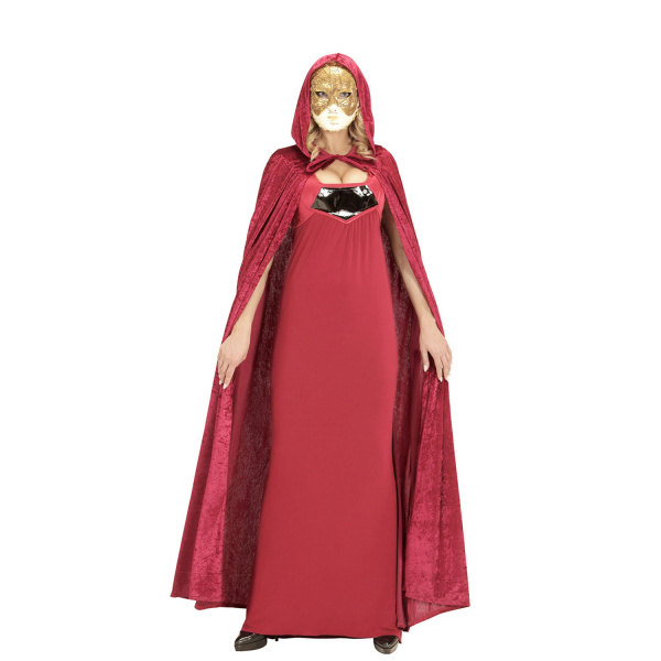 CAPE BORDEAUX AVEC CAPUCHON de velours - 150 cm – Image 4