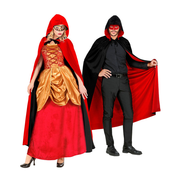 CAPE LUXE DOUBLE FACE ROUGE/NOIREAVEC CAPUCHON - 140 cm – Image 3