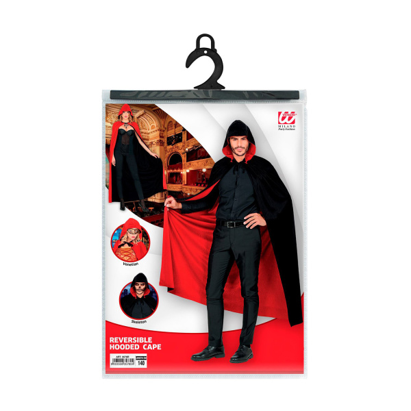 CAPE LUXE DOUBLE FACE ROUGE/NOIREAVEC CAPUCHON - 140 cm – Image 5