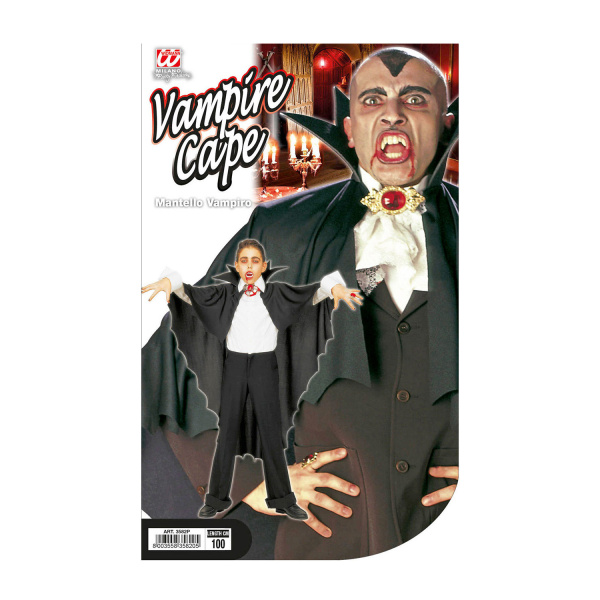 CAPE NOIRE DE VAMPIRE AVEC COLLERETTE 100 cm – Image 3