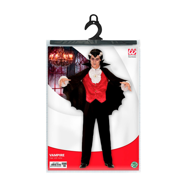 CAPE NOIRE DE VAMPIRE AVEC COLLERETTE 100 cm – Image 4