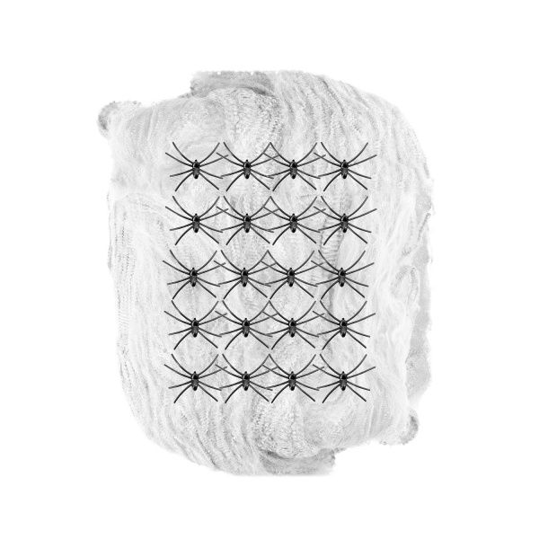 TOILE D'ARAIGNEE BLANCHE 500 g AVEC 20 ARAIGNEES – Image 3