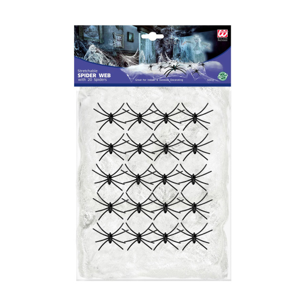 TOILE D'ARAIGNEE BLANCHE 500 g AVEC 20 ARAIGNEES – Image 4
