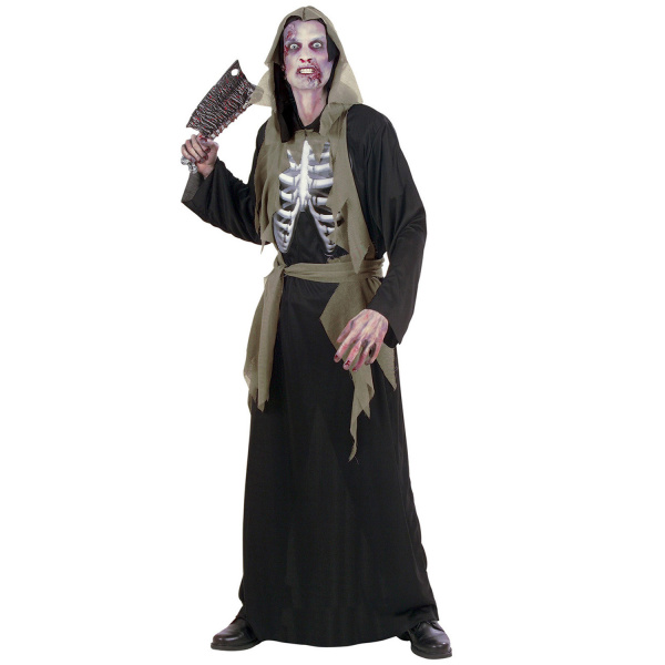 ZOMBIE tunique à capuche, busteholographique avec os, ceinture    XL
