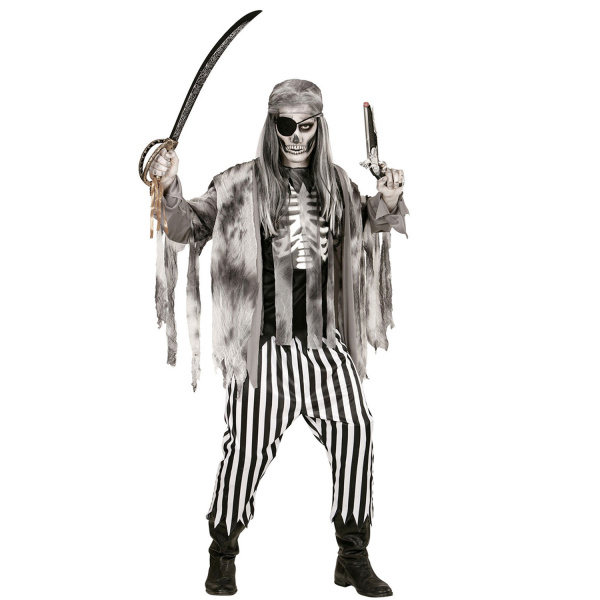 PIRATE DU BATEAU FANTOME chemise avec squelette apparent, veste, pantalon, bandana, cache-oeil    XL – Image 2