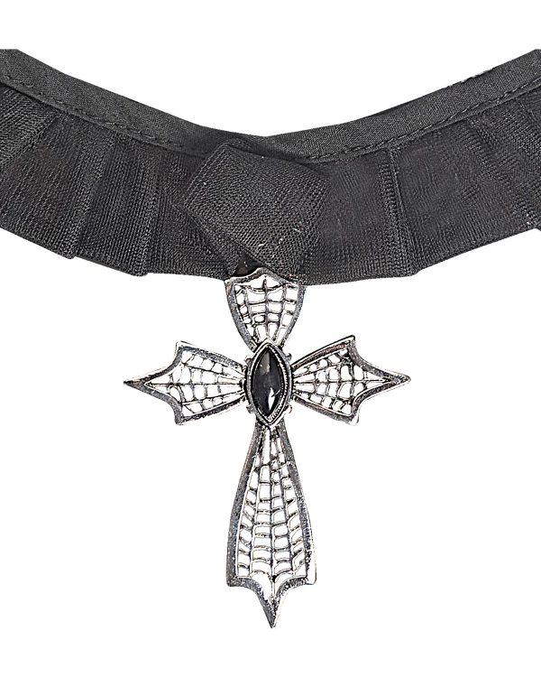 RAS DU COU CROIX GOTHIQUE AVEC PIERRE NOIRE