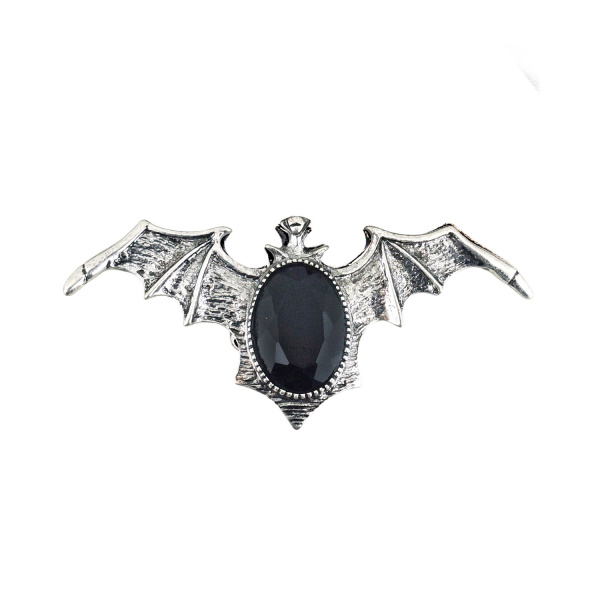 BAGUE GOTHIQUE CHAUVE-SOURIS AVECPIERRE NOIRE