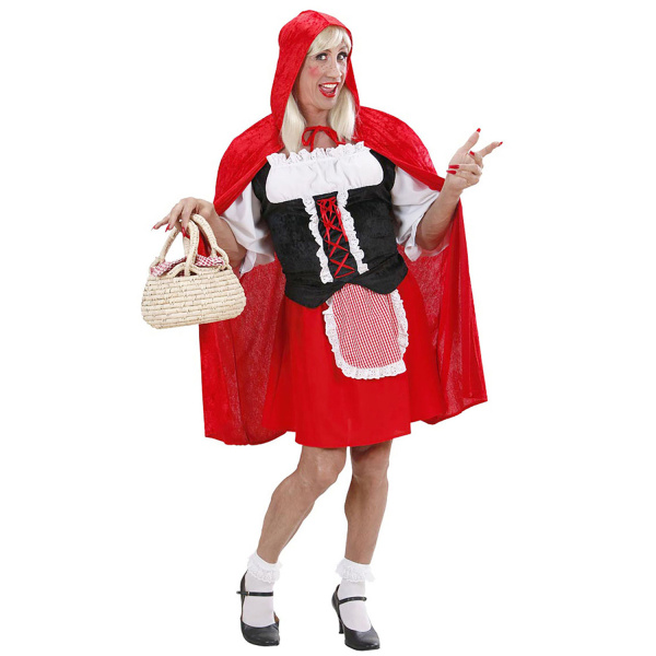 CAPE ROUGE chemise avec corset,jupe avec tablier, cape avec capuche    XL