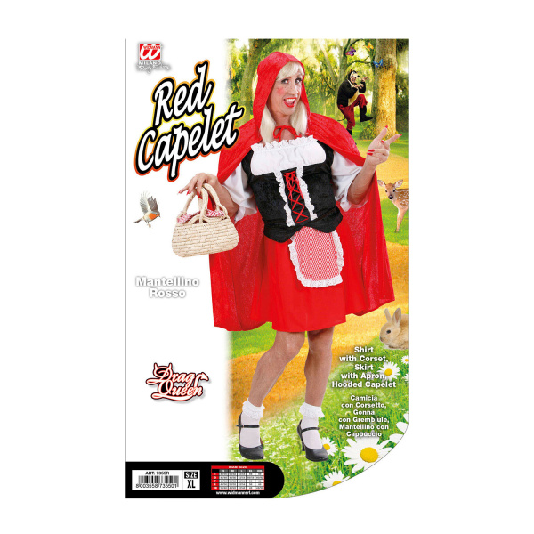 CAPE ROUGE chemise avec corset,jupe avec tablier, cape avec capuche    XL – Image 2