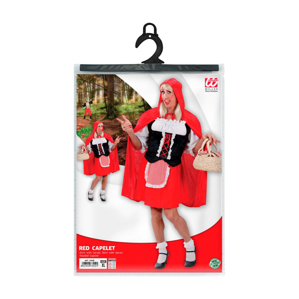 CAPE ROUGE chemise avec corset,jupe avec tablier, cape avec capuche    XL – Image 3