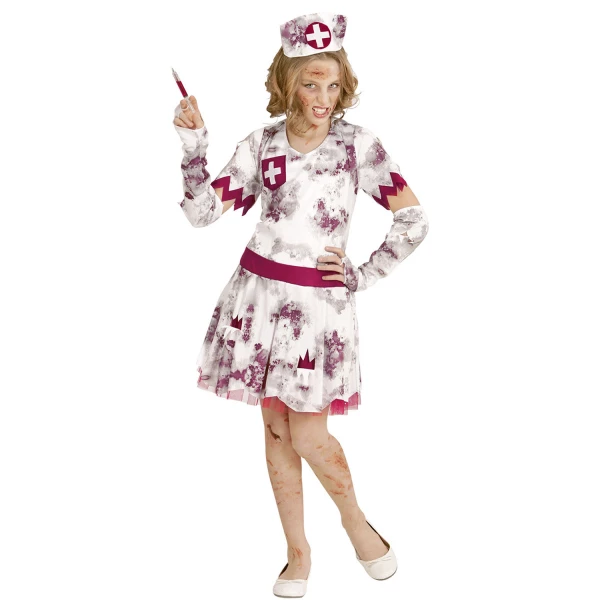 INFIRMIERE ZOMBIE robe, mitaines, coiffe    128cm – Image 2