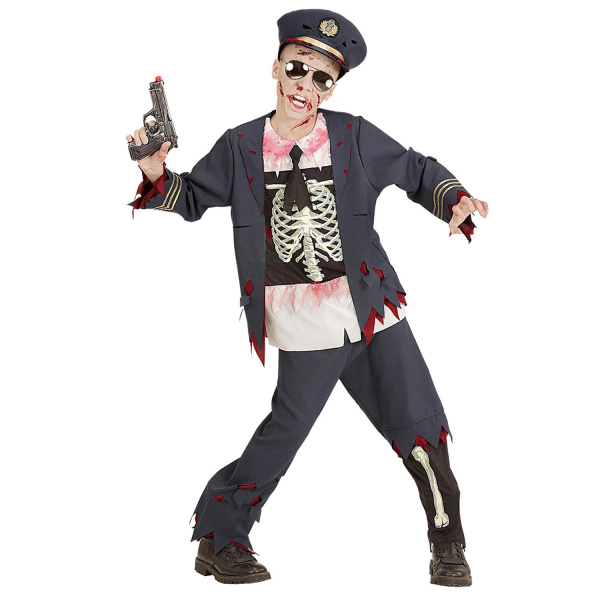 OFFICIER DE POLICE ZOMBIE casaque avec chemise, pantalon, chapeau    158cm