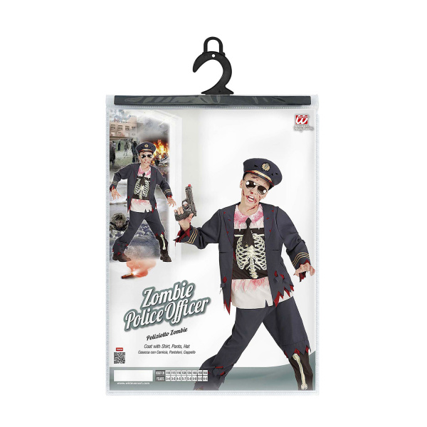 OFFICIER DE POLICE ZOMBIE casaque avec chemise, pantalon, chapeau    158cm – Image 4