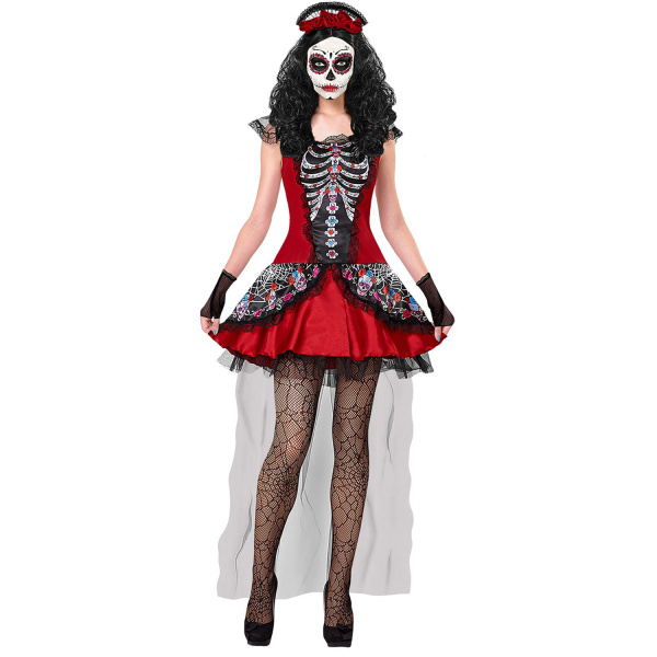 FEMME JOUR DES MORTS robe, mitaines, bas, coiffe