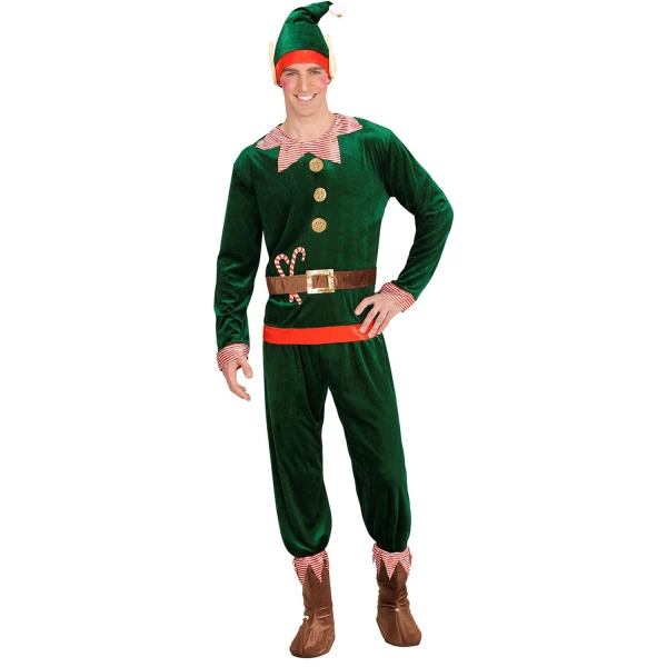 ASSISTANT DU PÈRE NOEL veste, pantalon, sur-chaussures, bonnet avec oreilles    M – Image 2