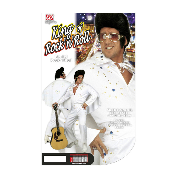 ROI DU ROCK'N'ROLL costume, ceinture et cape cloutées avec pierresprécieuses, foulard    M – Image 4