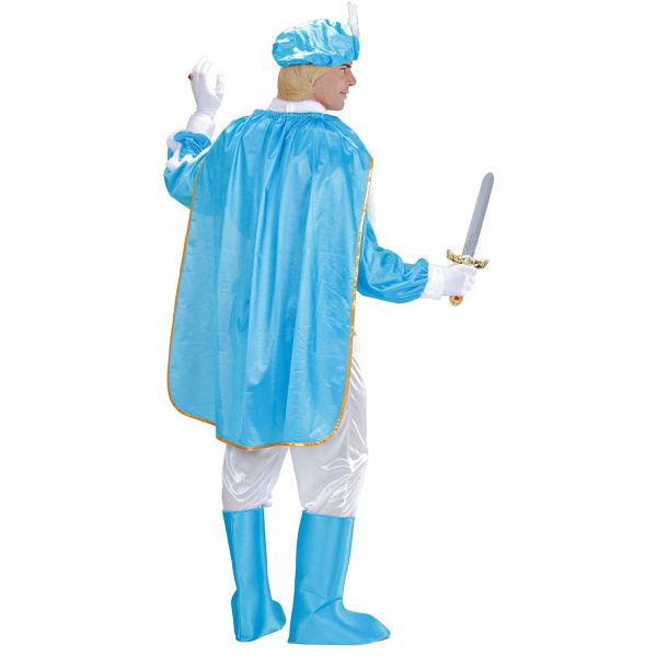 PRINCE BLEU manteau, pantalon, ceinture avec étui poignard, surbottes, cape, chapeau avec pierre précieuse et plume    M – Image 3