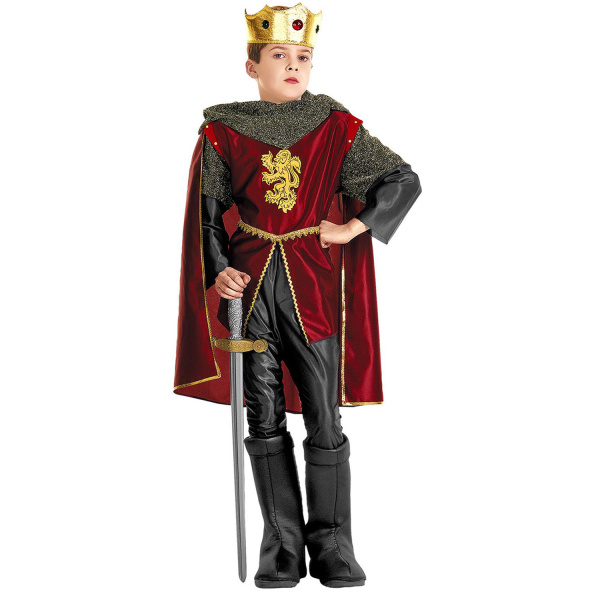 CAVALIER ROYAL casaque, pantalon, surbottes, cape, couronne avec gemmes    128cm
