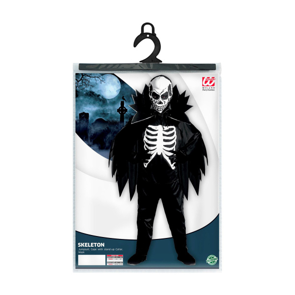 SQUELETTE costume, cape avec collar, masque – Image 3