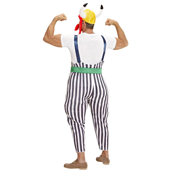 GAULOIS maxi pantalon à bretelles, ceinture, casque avec nattes, moustache    XL – Image 3