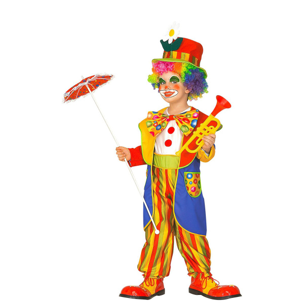 PETIT CLOWN costume, manteau, papillon, chapeau    116cm
