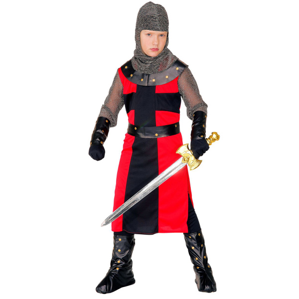 CHEVALIER NOIR casaque longue, ceinture, bracelets, casque, surbottes    116cm