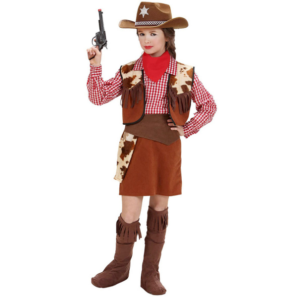 COWGIRL chemise, veste, jupe, ceinture avec étui, surbottes, bandana    158cm – Image 2