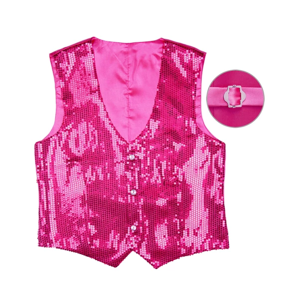 GILET EN PAILLETTES ROSE Homme    M
