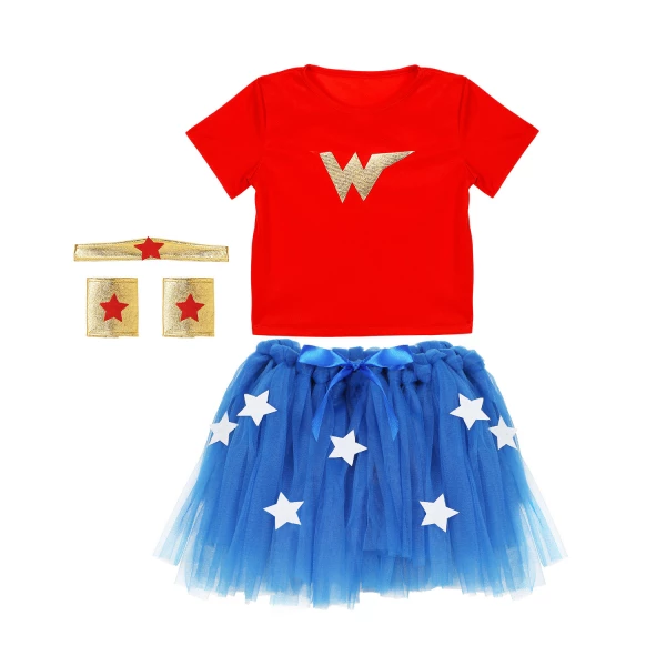 WONDER GIRL maillot, tutu, bandeau, bracelets    110cm – Image 2