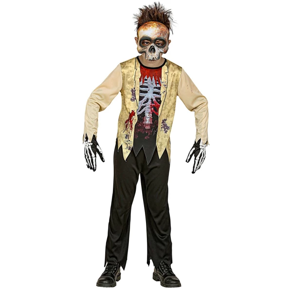 SQUELETTE ZOMBIE chemise, pantalon, masque    140cm